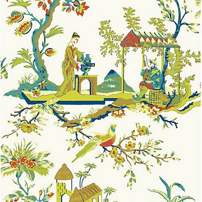 Scalamandre Wallcoverings CHIN LING MULTICOLOR ON IVORY
