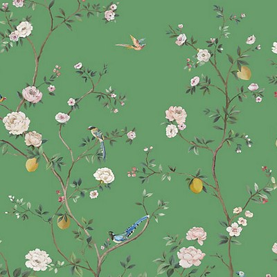 BLOSSOM CHINOISERIE - MURAL VERT GARDEN Scalamandre Wallcoverings BLOSSOM CHINOISERIE - MURAL VERT GARDEN