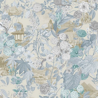 Scalamandre Wallcoverings NOTTI DORIENTE - MURAL AQUA SHADOW