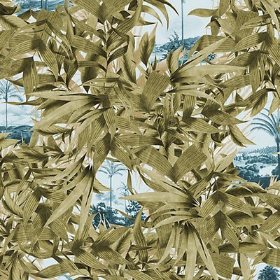 Scalamandre Wallcoverings LAS PALMAS - MURAL OLIVE TEAL