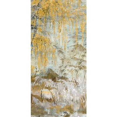 Scalamandre Wallcoverings CRESTED CRANE - PANEL 2 WHEAT BLUE