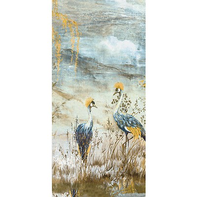 Scalamandre Wallcoverings CRESTED CRANE - PANEL 3 WHEAT BLUE