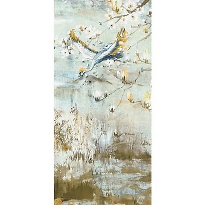 Scalamandre Wallcoverings CRESTED CRANE - PANEL 5 WHEAT BLUE