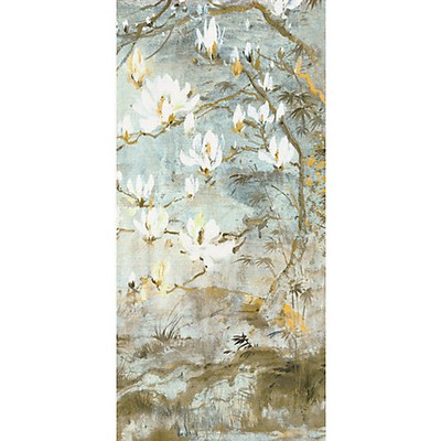 Scalamandre Wallcoverings CRESTED CRANE - PANEL 6 WHEAT BLUE