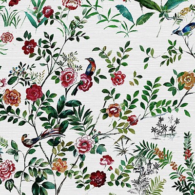 Scalamandre Wallcoverings LOST PAVILION ALLOVER MULTI ON PEARL