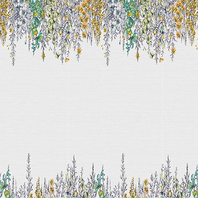 Scalamandre Wallcoverings ORCHID GARDEN - PANEL GOLD ROBINS EGG
