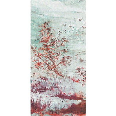 Scalamandre Wallcoverings CRESTED CRANE - PANEL 4 TURQUOISE RED