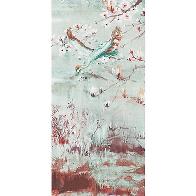 Scalamandre Wallcoverings CRESTED CRANE - PANEL 5 TURQUOISE RED