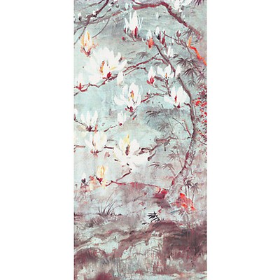 Scalamandre Wallcoverings CRESTED CRANE - PANEL 6 TURQUOISE RED