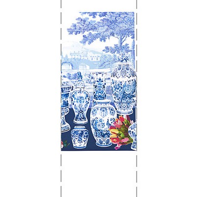 Scalamandre Wallcoverings GARNITURE SCENIC - TULIPS BLUE - RIGHT PANEL