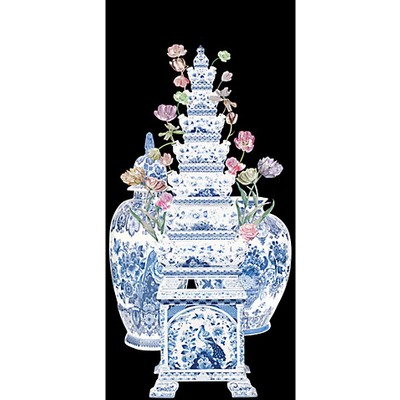 Scalamandre Wallcoverings TULIPIERE FLOWERS - PANEL BLACK