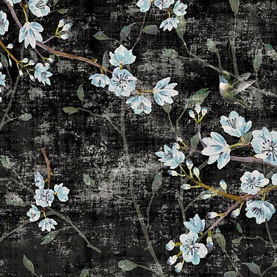 Scalamandre Wallcoverings BLOSSOM FANTASIA BLACK BLUE