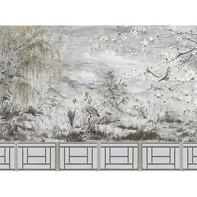 Scalamandre Wallcoverings CRESTED CRANE - PANEL SET SILVER GOLD