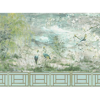 Scalamandre Wallcoverings CRESTED CRANE - PANEL SET GREEN GOLD