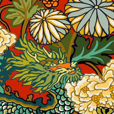 Schumacher Wallpaper CHIANG MAI DRAGON LACQUER