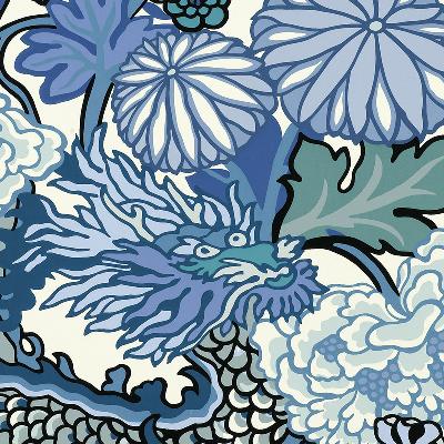 Schumacher Wallpaper CHIANG MAI DRAGON CHINA BLUE