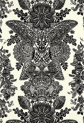 Schumacher Wallpaper LACE BLACK & IVORY