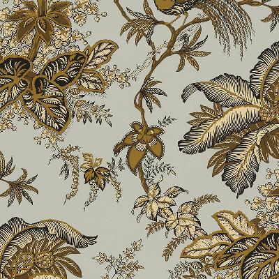 Schumacher Wallpaper COCONUT GROVE AQUA & TAN