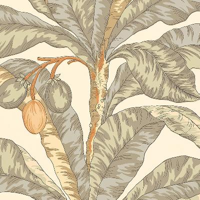 Schumacher Wallpaper BLAIR HOUSE PALM VANILLA & AQUA