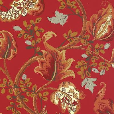 Schumacher Wallpaper FOX HOLLOW TOMATO AND BRASS