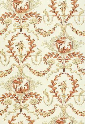 Schumacher Wallpaper JESTER ARABESQUE TERRA COTTA