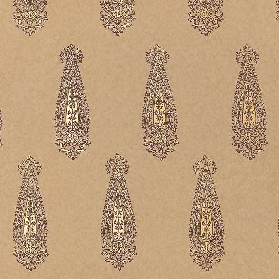 Schumacher Wallpaper KATARA PAISLEY AUBERGINE & GILT