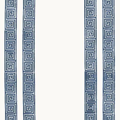 Schumacher Wallpaper GREEK KEY STRIPE NAVY