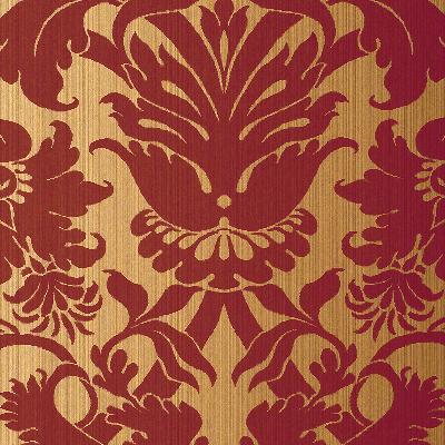 Schumacher Wallpaper FIORELLA DAMASK RED ON GOLD