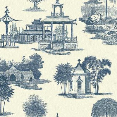 York Wallcovering Mandarin Wallpaper blue/gray