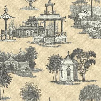 York Wallcovering Mandarin Wallpaper beige/black