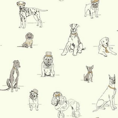 York Wallcovering Dogs Life Wallpaper silver/metallic gold