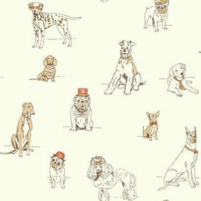 York Wallcovering Dogs Life Wallpaper orange/metallic gold