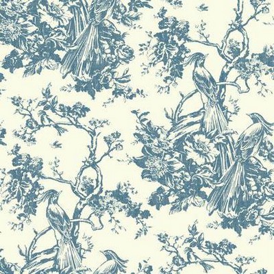York Wallcovering Exotic Plumes Wallpaper blue/white