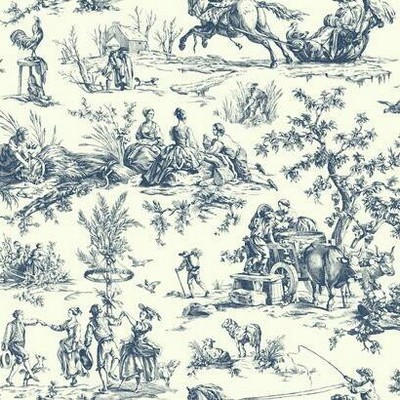York Wallcovering Seasons Toile Wallpaper navy/off-white