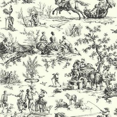 York Wallcovering Seasons Toile Wallpaper black/white