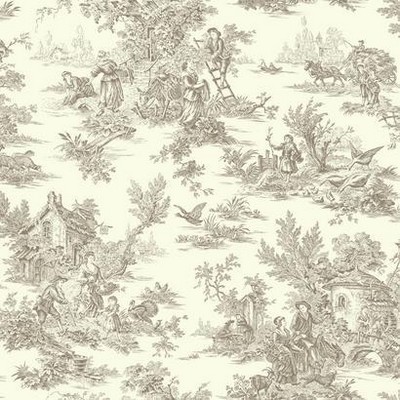 York Wallcovering Campagne Wallpaper brown/white