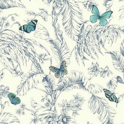 York Wallcovering Papillon Wallpaper blue/white