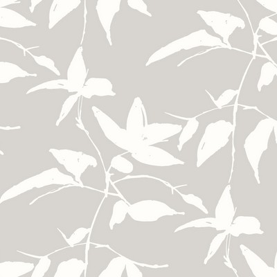 York Wallcovering Persimmon Leaf Wallpaper Grey