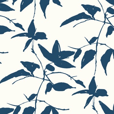 York Wallcovering Persimmon Leaf Wallpaper Blue, White