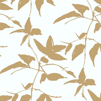 York Wallcovering Persimmon Leaf Wallpaper Gold, White