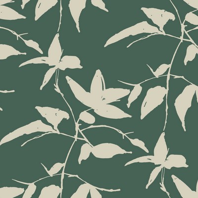 York Wallcovering Persimmon Leaf Wallpaper Dark Green