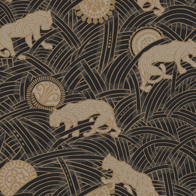 York Wallcovering Tibetan Tigers Wallpaper Black, Taupe, Gold