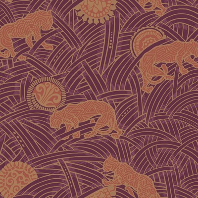York Wallcovering Tibetan Tigers Wallpaper Red, Orange, Gold