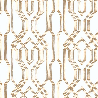 York Wallcovering Oriental Lattice Wallpaper White, Gold
