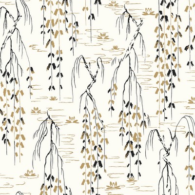 York Wallcovering Willow Branches Wallpaper White, Black, Gold