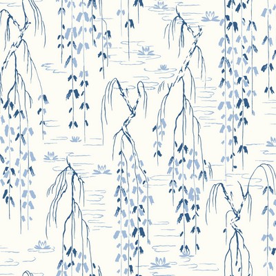 York Wallcovering Willow Branches Wallpaper White, Blue