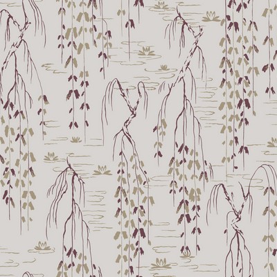 York Wallcovering Willow Branches Wallpaper Grey, Purple