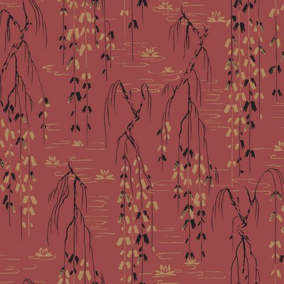 York Wallcovering Willow Branches Wallpaper Red, Black, Gold