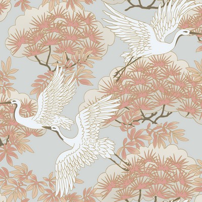 York Wallcovering Sprig & Heron Wallpaper Orange