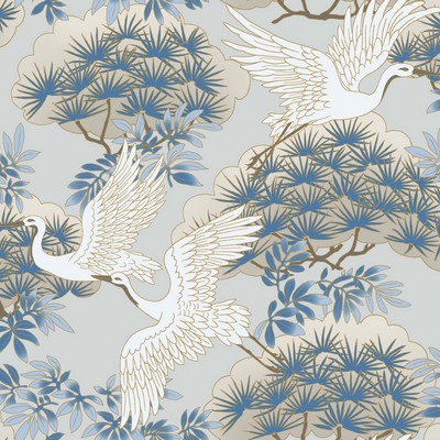 Sprig & Heron Wallpaper Light Blue York Wallcovering Sprig & Heron Wallpaper Light Blue